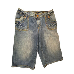 Venezia Womens Bermuda Shorts Blue 16 Denim Baggy Mid Rise Casual Medium Washed